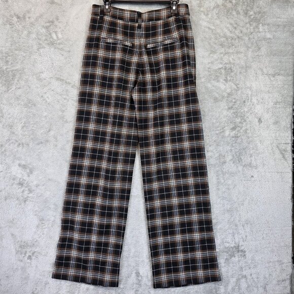 Hollister Pants Womens 7 Long Brown Black Plaid High-Rise Straight W28 Stretch - Picture 9 of 12